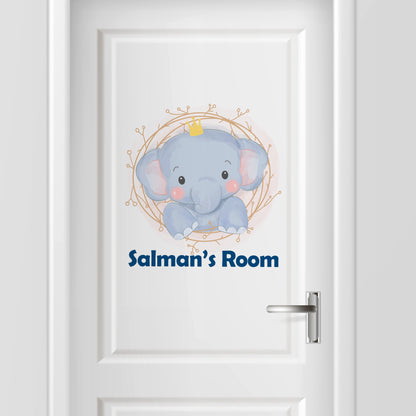 Elephant King Kids Door Room Name Sticker