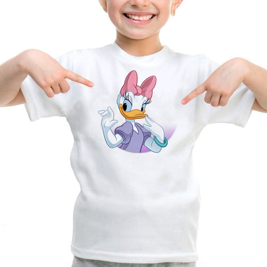 Daisy Duck Cartoon White T-Shirt for kids