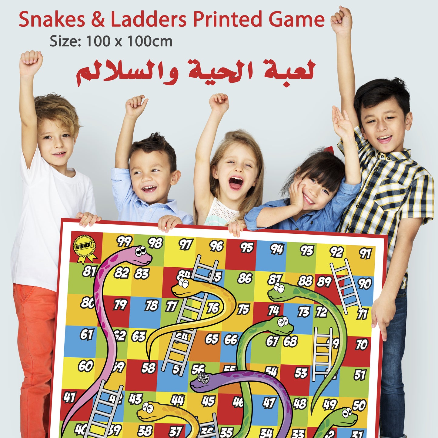 Snakes & Ladders Printable Game Banner 100x100cm