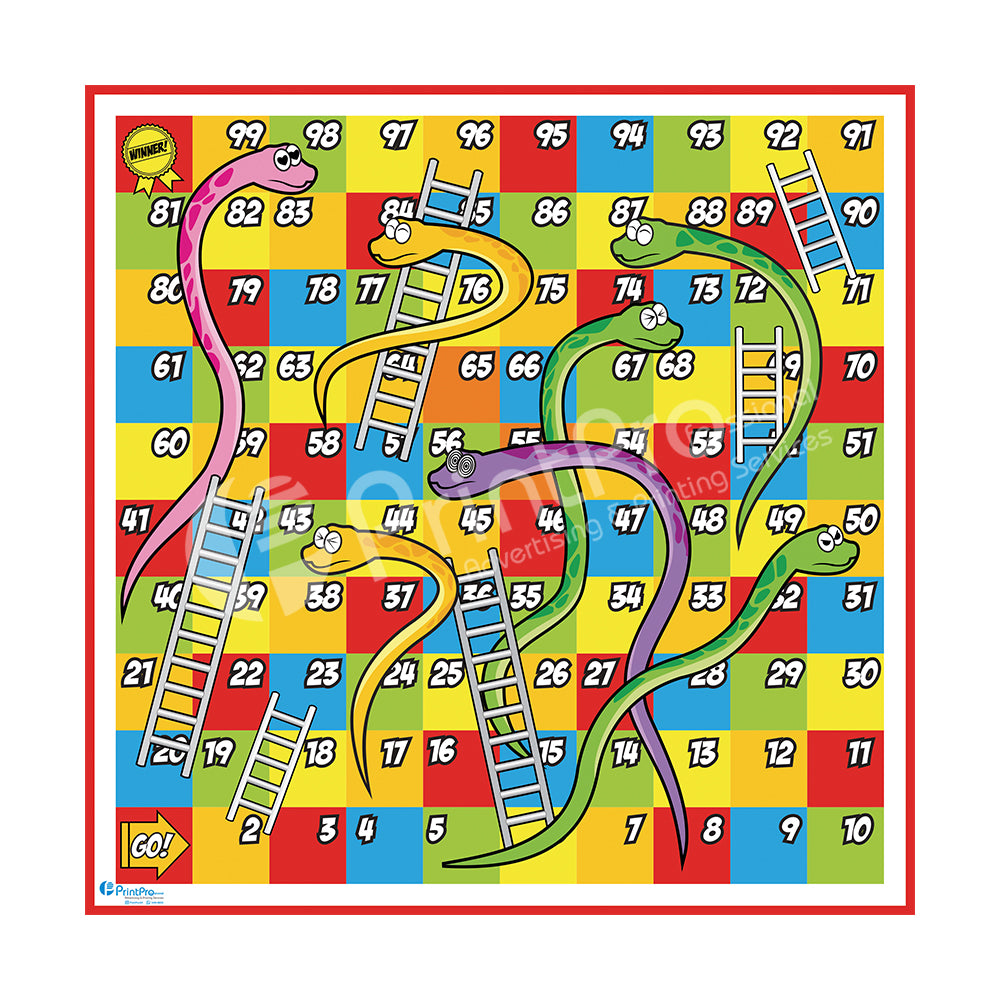 Snakes & Ladders Printable Game Banner 100x100cm